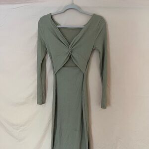 Tan Long-Sleeve Maxi Dress